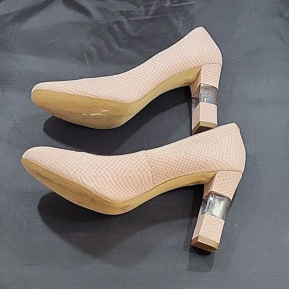 TALBOTS GENUINE LEATHER CLEAR HEEL INSET PUMPS SHOE - Picture 9 of 15